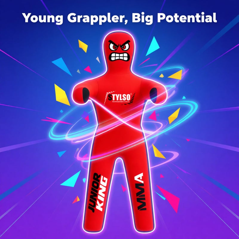 Stylso Un-Filled Wrestling Dummy for Kids â€“ Youth Grappling Dummies BJJ, MMA, Jiu Jitsu & Judo Training Partner â€“ Durable Martial Arts Practice Buddy (Red, 4ft / 48 Inches) - Image 5